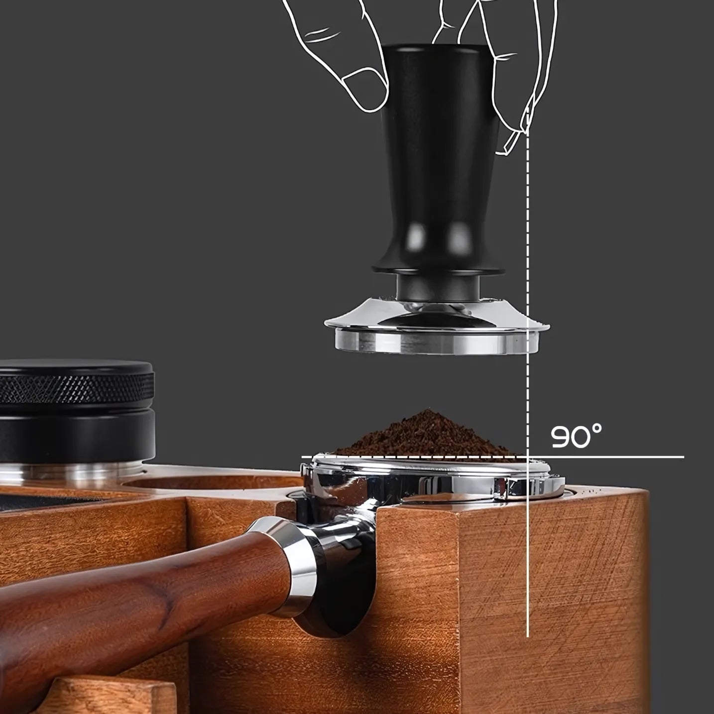 Multi-Function Wooden Espresso Tamping Station with Knock Box