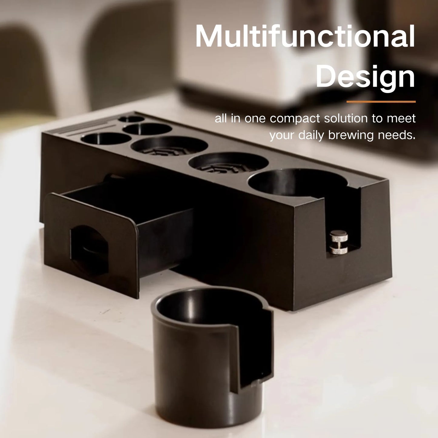 All-in-One Espresso Tamping Station with Storage Drawer