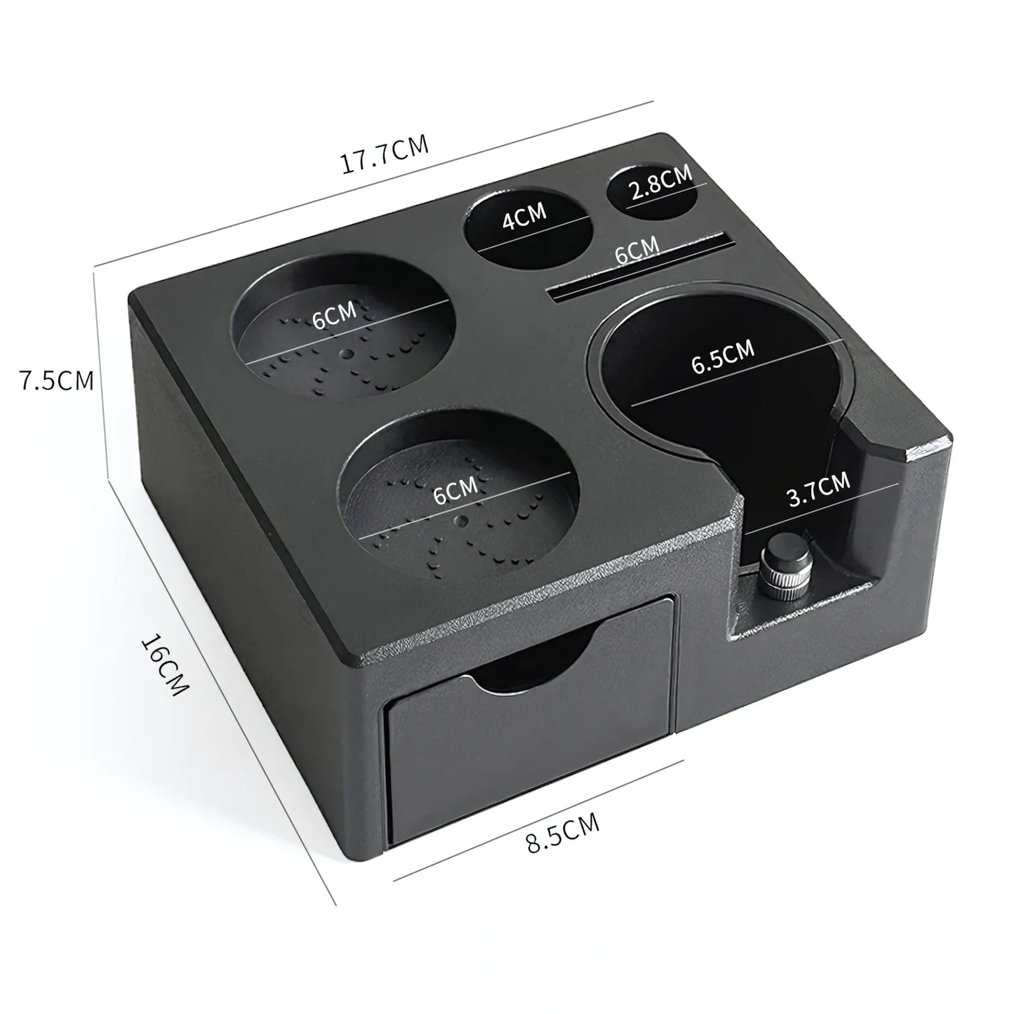 Multi-Function Espresso Tamping Station with Filter Drawer