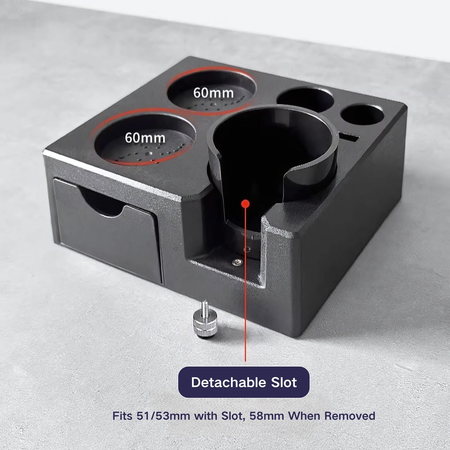 Multi-Function Espresso Tamping Station with Filter Drawer