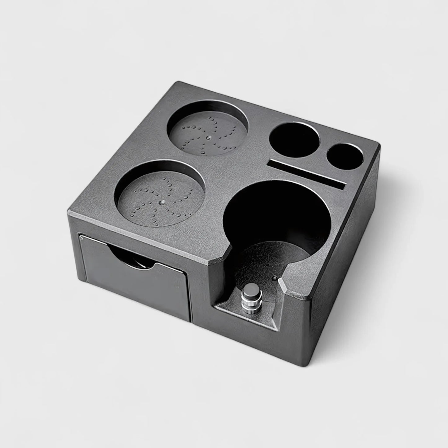 Multi-Function Espresso Tamping Station with Filter Drawer