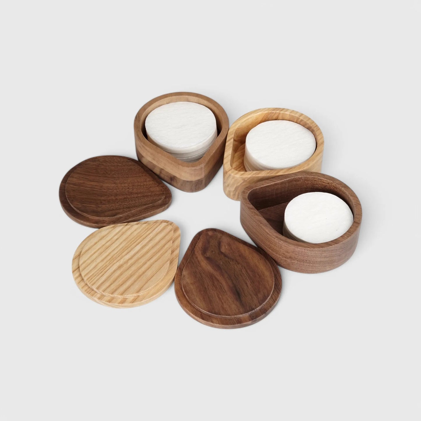 Round Wooden coffee Filter Paper Storage Box