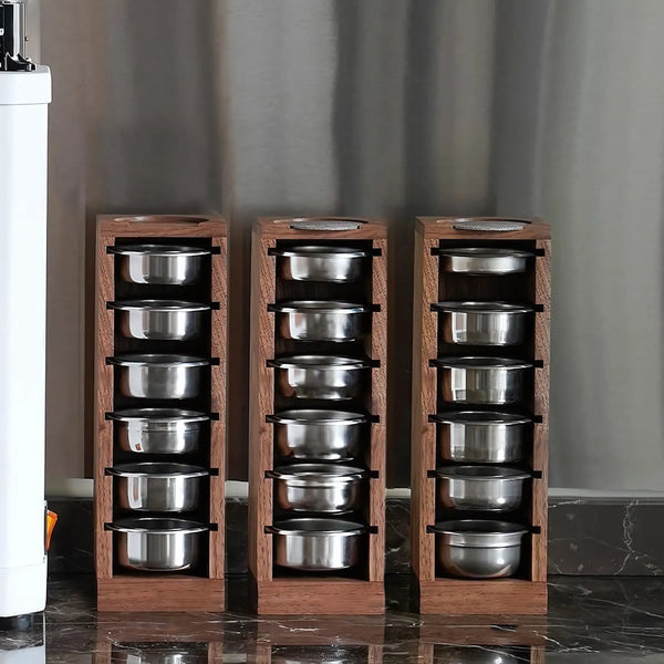 Solid Wood Coffee Basket Holder with 6 Compartments
