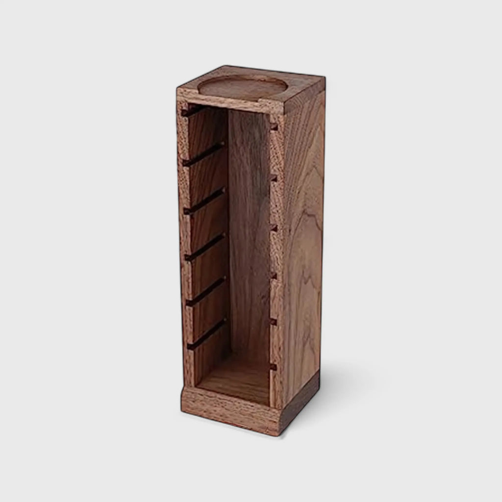 Solid Wood Coffee Basket Holder with 6 Compartments