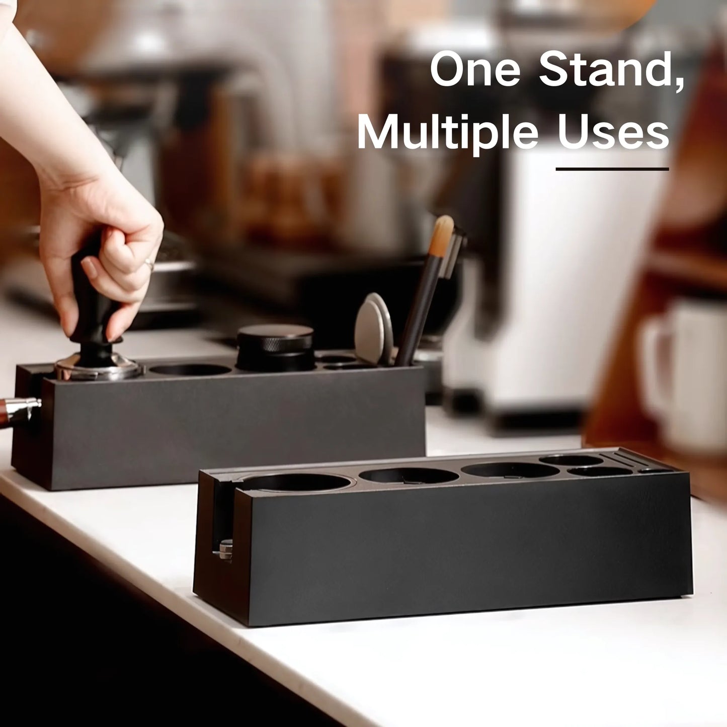 All-in-One Espresso Tamping Station with Storage Drawer
