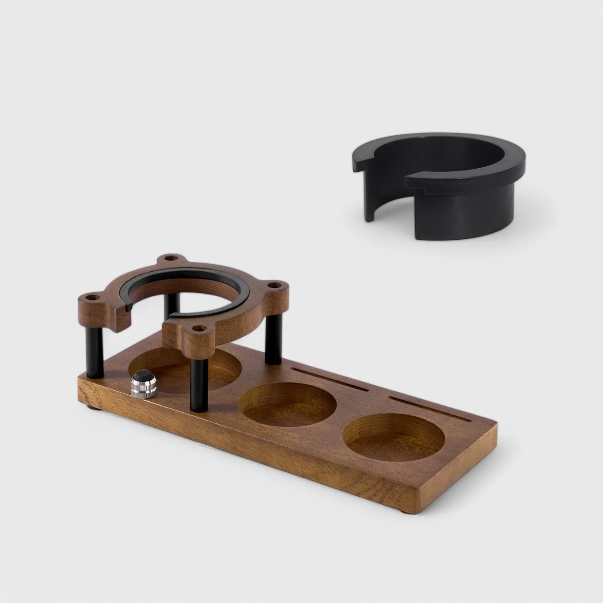 Espresso Tamping Station, Houten Koffiefilter Sabotage Houder Station Houten Espresso Tamper Mat Stand voor 51/58mm Portafilters, Sabotage en Distributeur - Vijf Gaten (58 mm 5