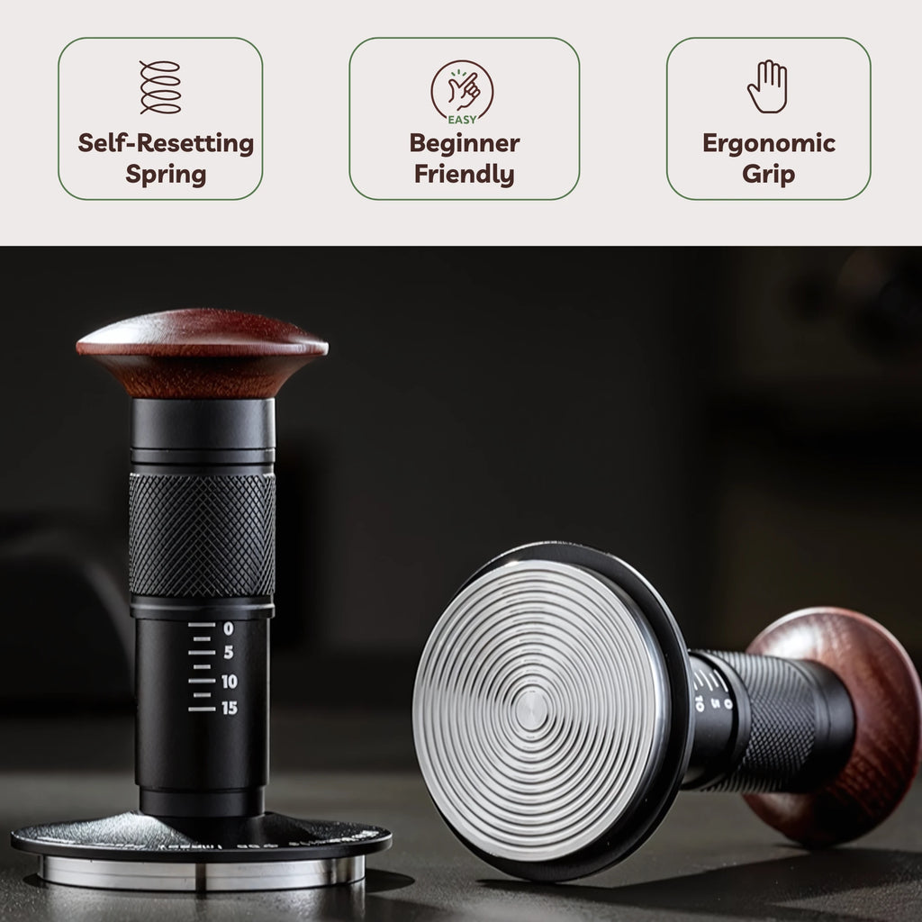 Calibrated Espresso Tamper with Wood Handle