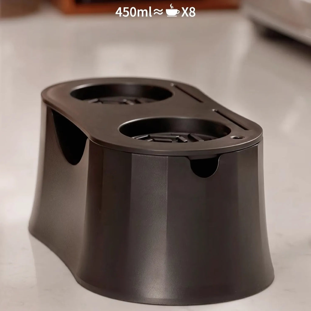 Compact Espresso Tamping Station with Knock Box
