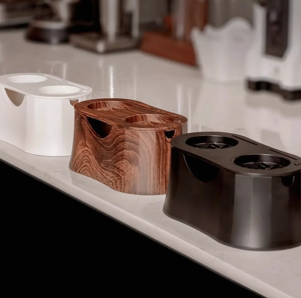 Compact Espresso Tamping Station with Knock Box