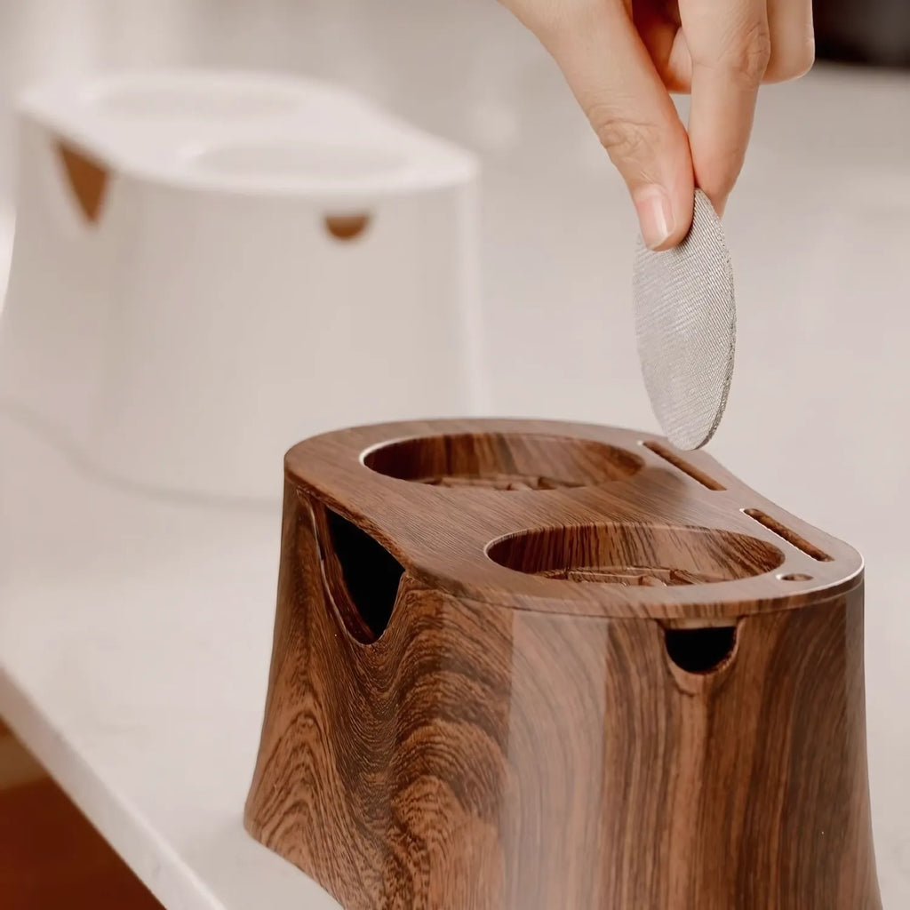 Compact Espresso Tamping Station with Knock Box