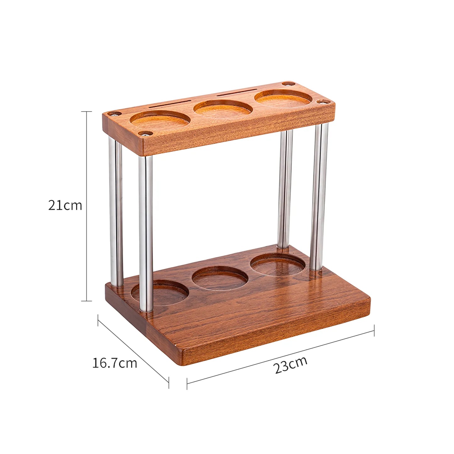 Dual Layer Espresso Rack – Sapele Wood Coffee Tool Organizer with 8 Slots