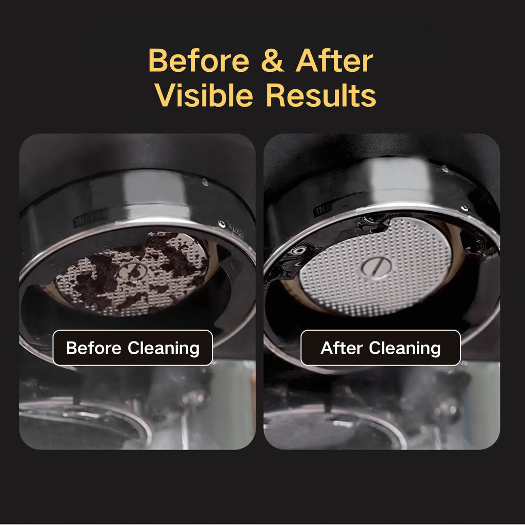 Espresso Group Head Cleaning Brush – Anti-Scald Design with Built-in Dosing Scoop