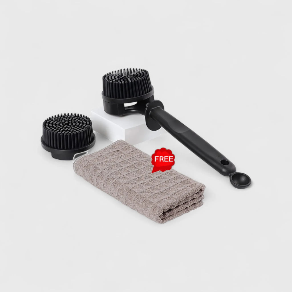 Espresso Group Head Cleaning Brush – Anti-Scald Design with Built-in Dosing Scoop