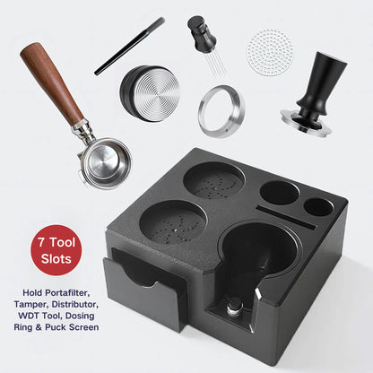 Multi-Function Espresso Tamping Station with Filter Drawer