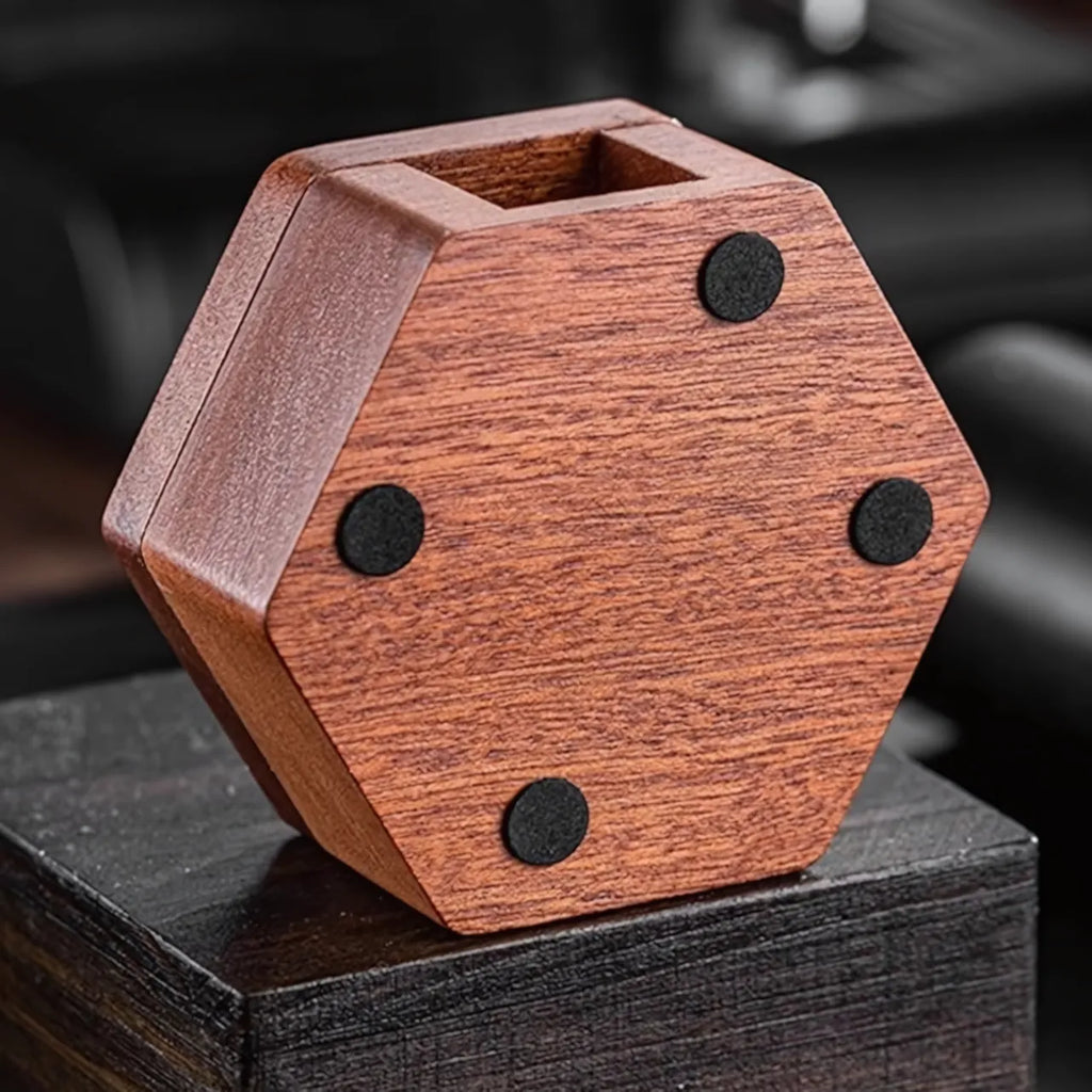 Sapele Wood Coffee Filter Paper Storage Box – Magnetic Lid with Anti-Slip Base